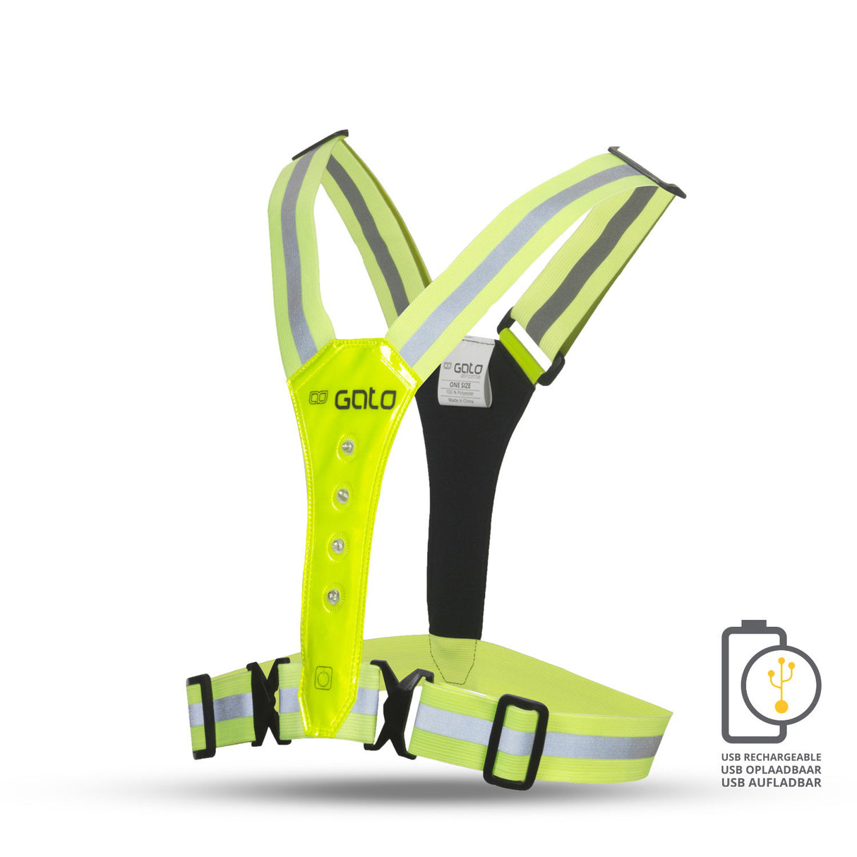 Outwet Safer Sport Vest LED USB Neongeel One Size