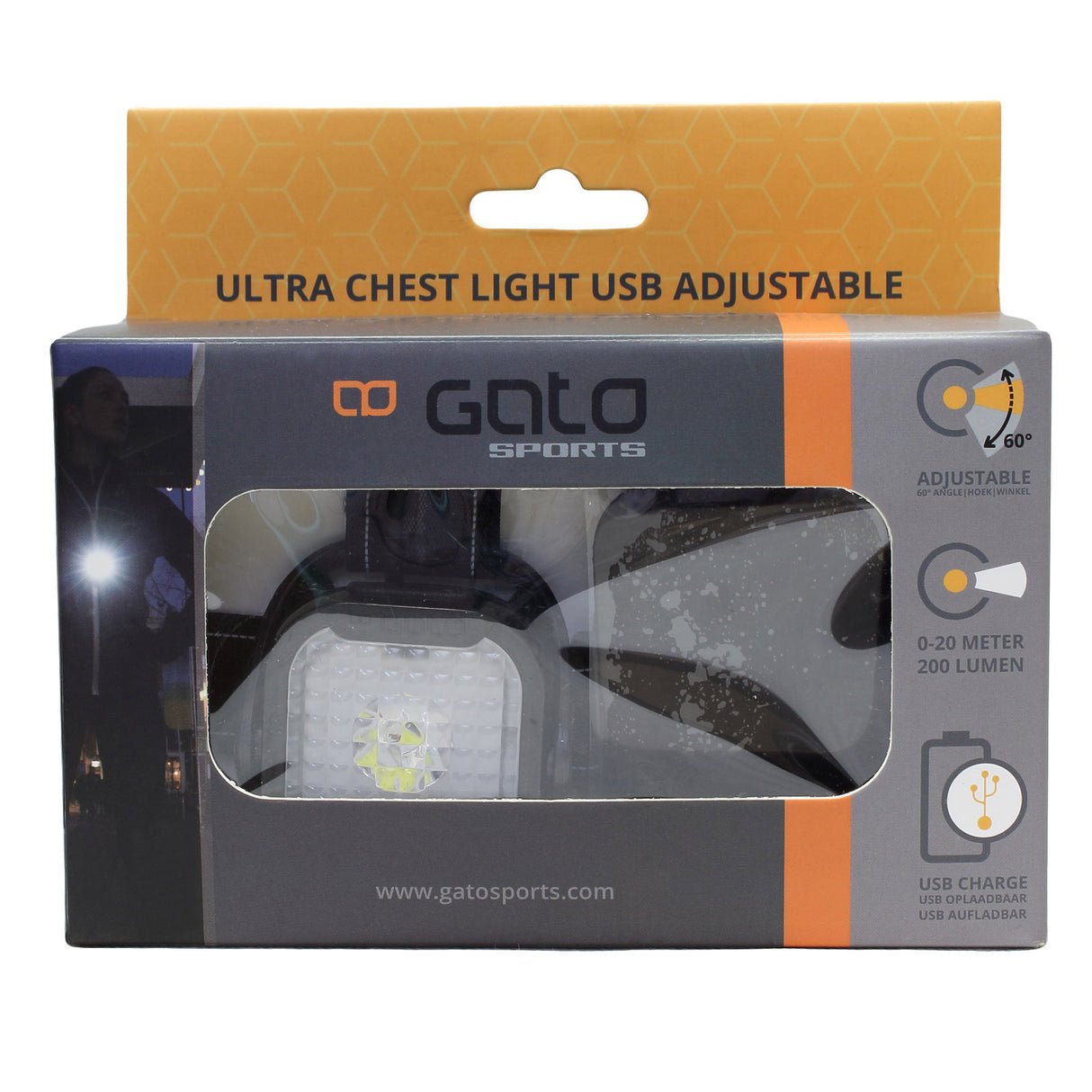 Outwet Ultra Chest Light USB Justerbar sort en størrelse