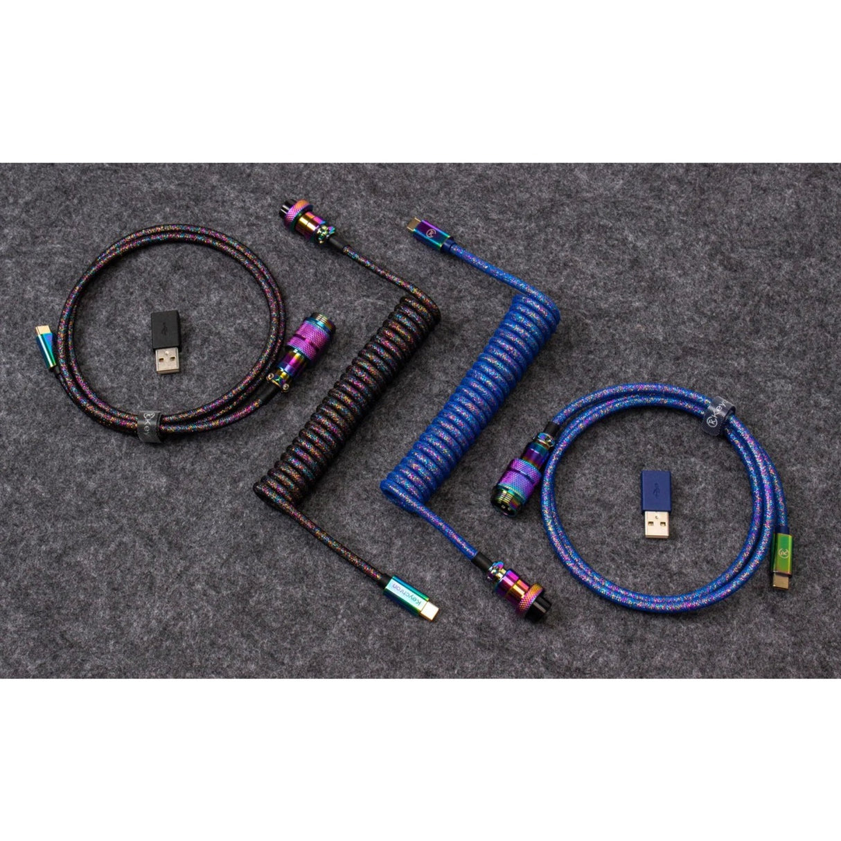Keychron Premium Spuled Fliegerkabel Regenbogenblau plattiert