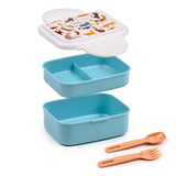 Feline feine Bento-Box mit Katzenclip, Lunchbox mit Besteck