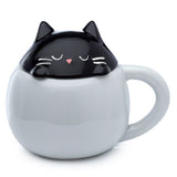 Feline feine Keramiktasse in Katzendeckelform