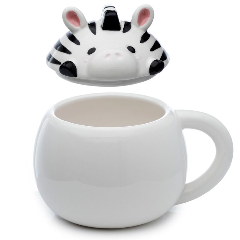 Adoramals Keramikbecher in Zebra-Deckelform