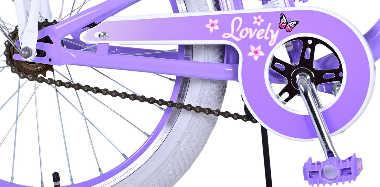 Volare Lovely Children's Bike Girls 20 -calowe fioletowe dwa ręczne hamulce