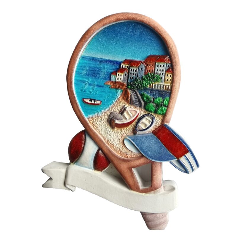 Tennisschlägerförmiger Strandszenen-Seestrand-Souvenirmagnet