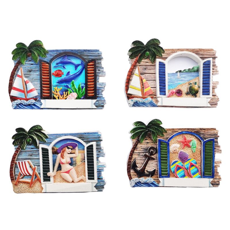 Fensterpanorama 3D-Meeresstrand-Souvenirmagnet