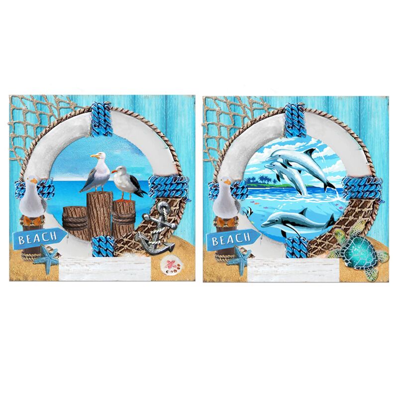 Blauer Rettungsring 3D-Seestrand-Souvenirmagnet