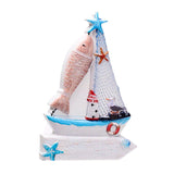 Segelboot-Schild, Fisch, 3D-Meer, Strand, Souvenir-Magnet