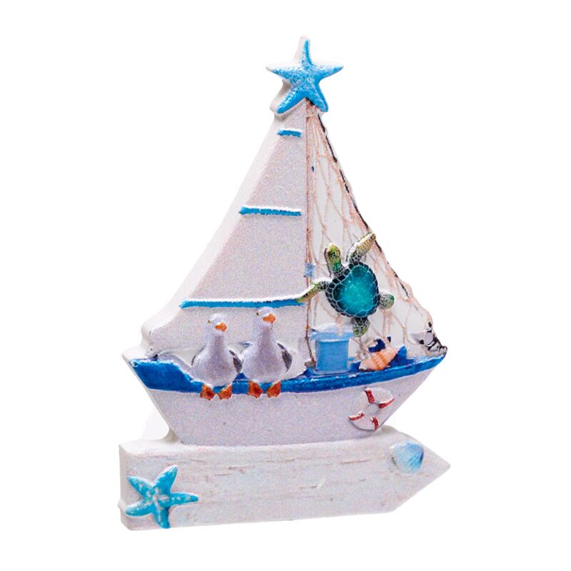 Segelboot-Meeresleben 3D-Meeresstrand-Souvenirmagnet