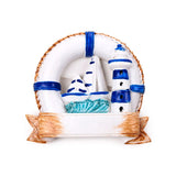 Meeresstrand-Souvenirmagnet, Rettungsring, Boote, Leuchtturm