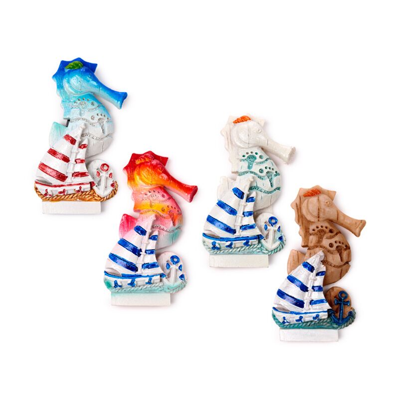 Meeresstrand-Souvenirmagnet, Seepferdchen-Segelbootanker