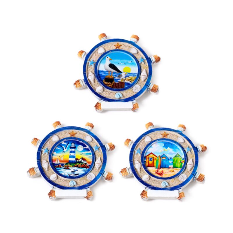 Meeresstrand-Souvenirmagnet-Schiffsrad-Meereslandschaften