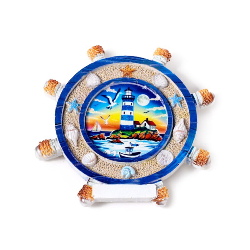 Meeresstrand-Souvenirmagnet-Schiffsrad-Meereslandschaften