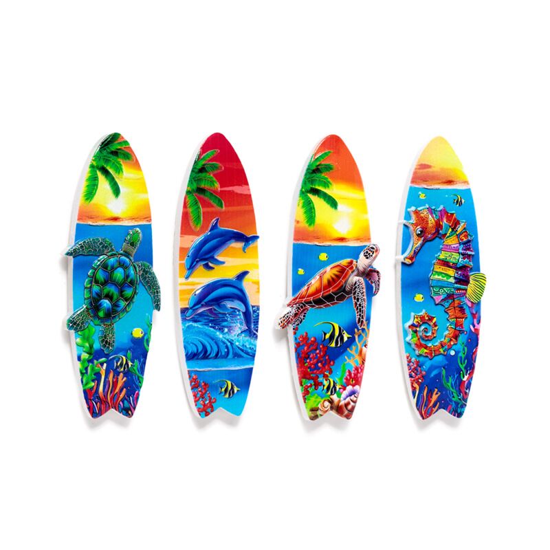Meeresstrand-Souvenir 3D-Magnet-Surfbrett tropisches Meeresleben