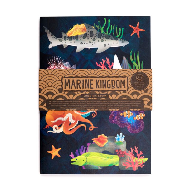 Marine Kingdom recyceltes liniertes A5-Notizbuch