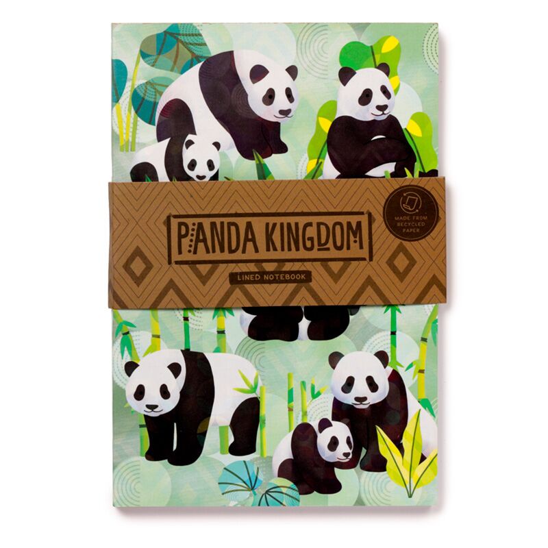 Panda Kingdom recyceltes liniertes A5-Notizbuch