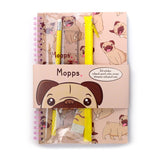 Mopps Mops Spiralgebundenes A5-Notizbuch, 6-teiliges Schreibset