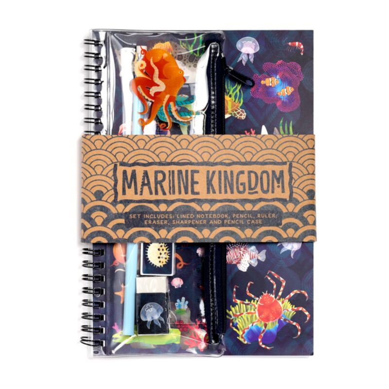 Ringgebundenes Notizbuch „Marine Kingdom“, 6-teiliges Schreibset