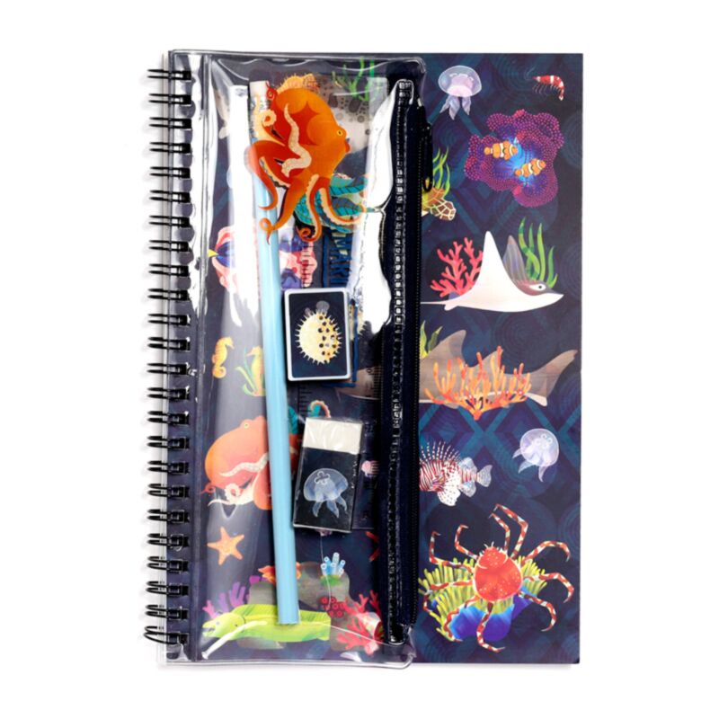 Ringgebundenes Notizbuch „Marine Kingdom“, 6-teiliges Schreibset
