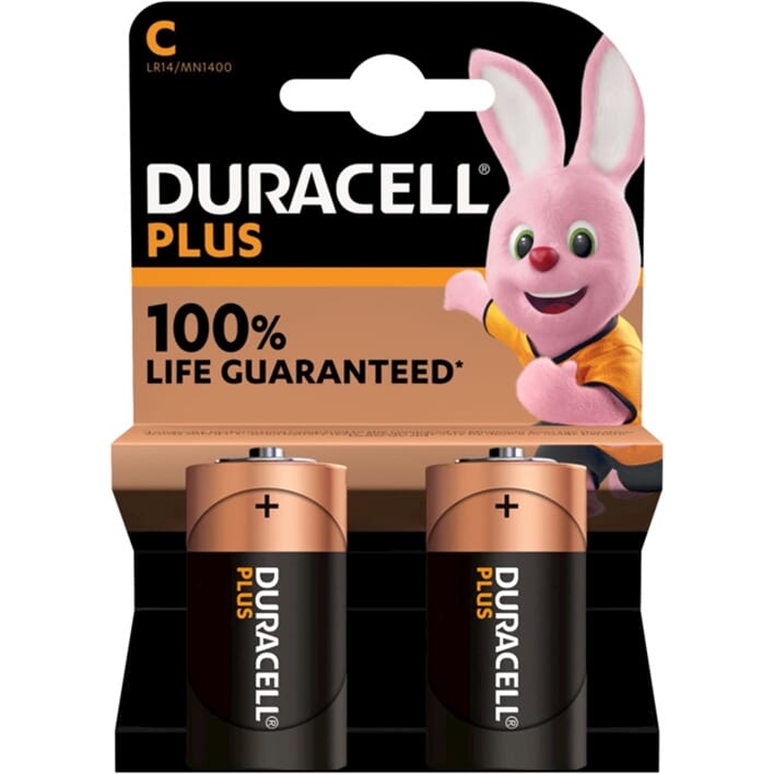 Duracell batteri plus 100% ekstra liv MN1400 LR14 C BP2