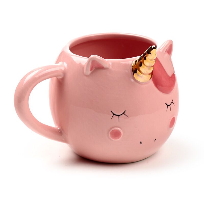 Rosa verzauberte Tasse in Regenbogen-Einhornform