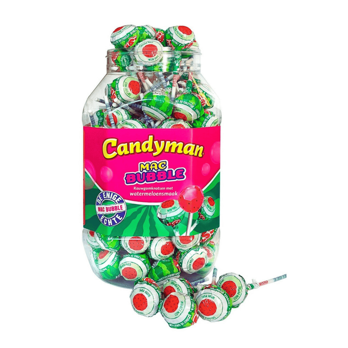 Candyman mac bubble watermeloen lollie (100 stuks)