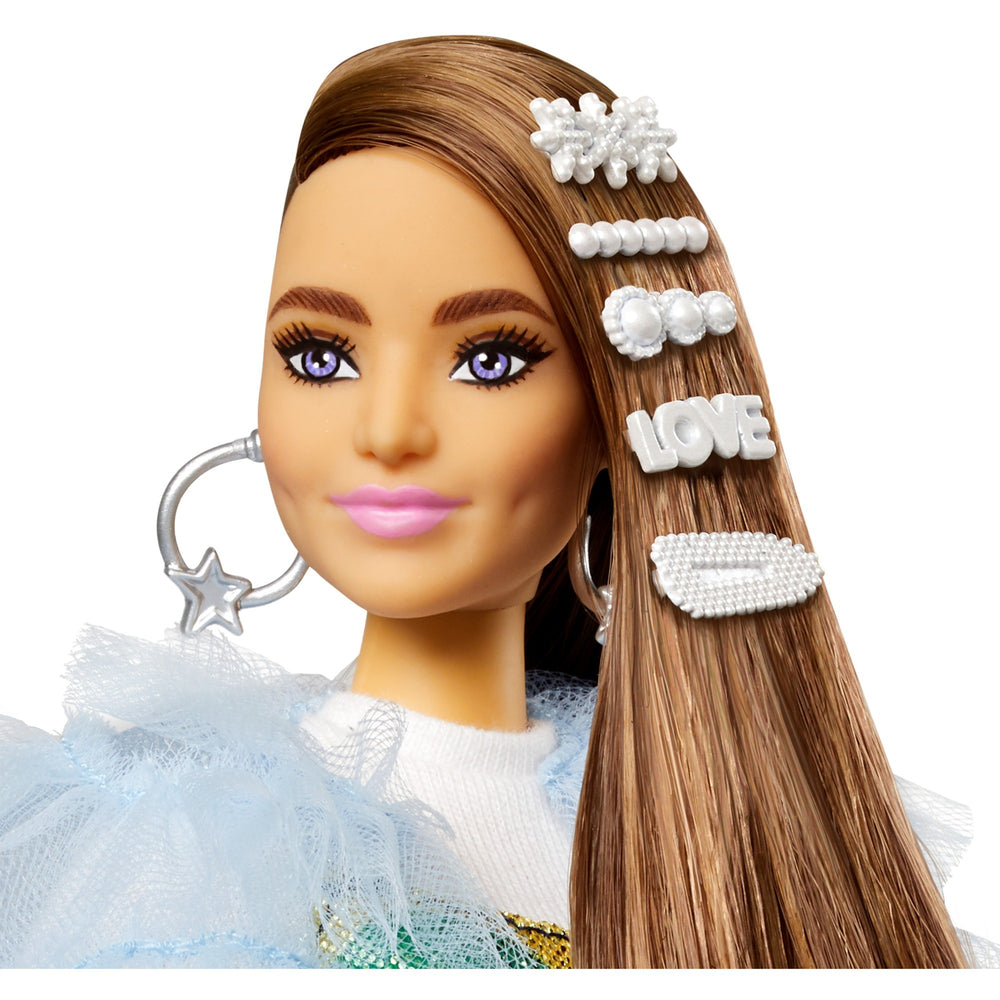 Mattel Extra Doll #9 Blue Ruffled Jacke mit Haustier Croco