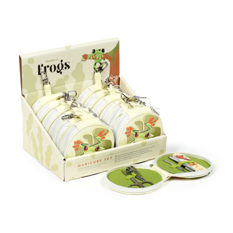 5-teiliges Maniküre-Set mit tropischen Fröschen und Reißverschluss
