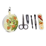 5-teiliges Maniküre-Set mit tropischen Fröschen und Reißverschluss