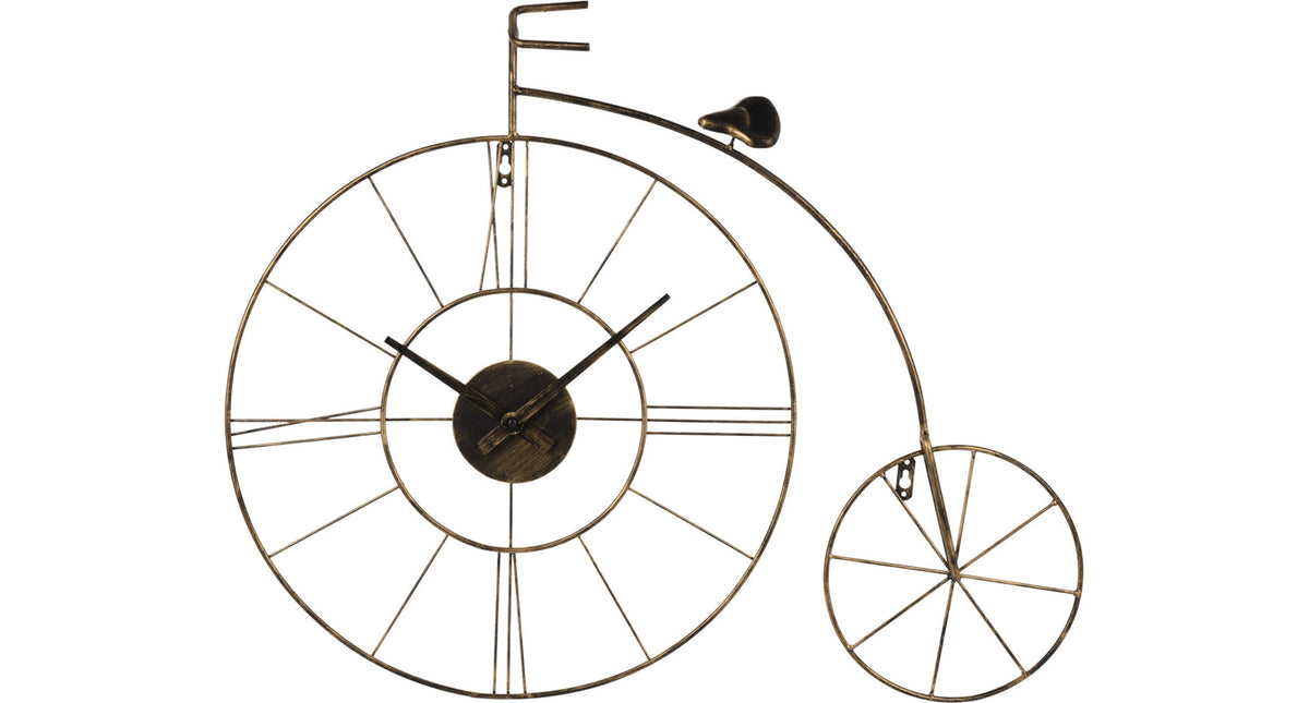 Wandklok fiets 80cm zwart goud