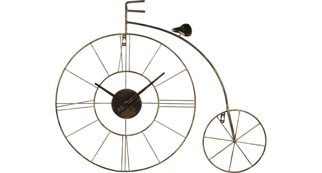 Wandklok fiets 80cm zwart goud