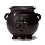 Hexenkessel, Pentagramm, schwarzer Keramik-Duftbrenner