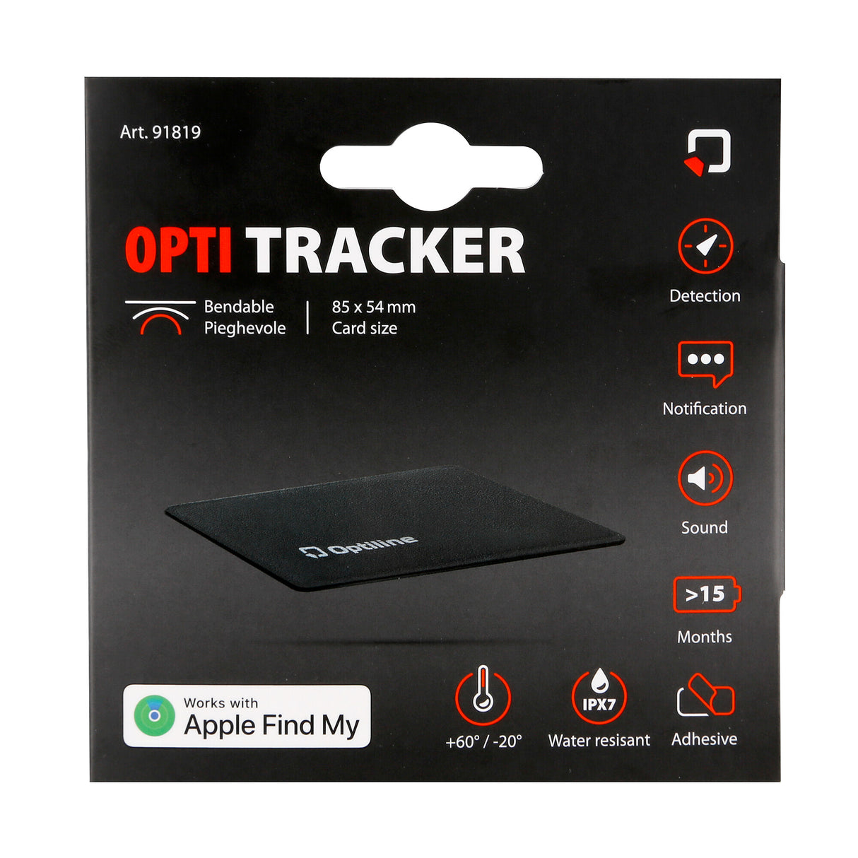 Optiline tracker flex, ultra-thin foldable adhesive locator