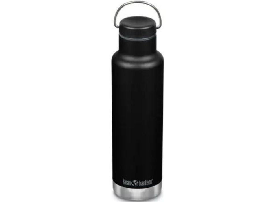 Klean Kanteen Thermosflasche – klassisch – schwarz – mit Ringverschluss – 592 ml (20 oz)