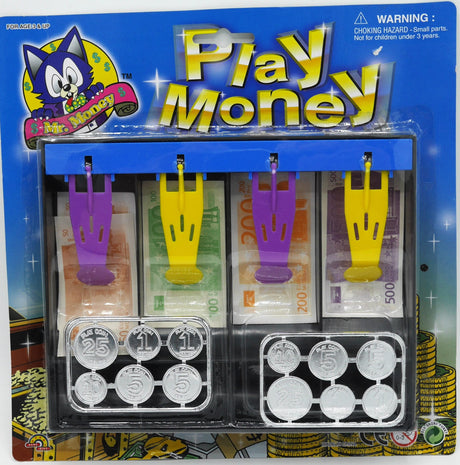 Van der Doelen-Kassenschublade mit Spielgeld, Papiergeld und Münzen