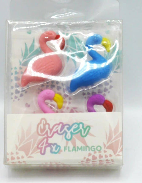 4 Flamingo-Radiergummis 3 cm groß