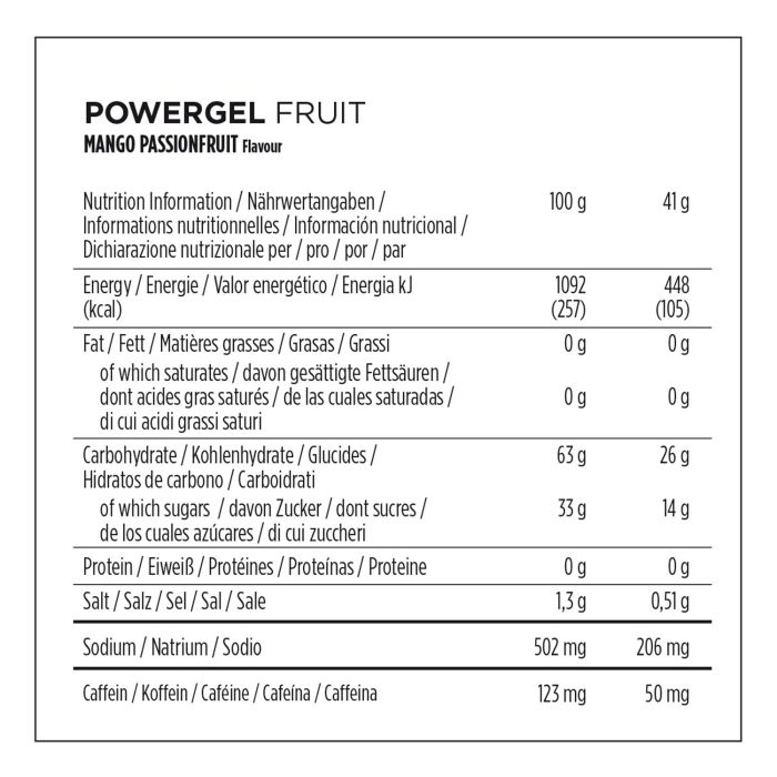 Powerbar Powergel Frucht (24 x 41gr) – Mango-Maracuja (Koffein)