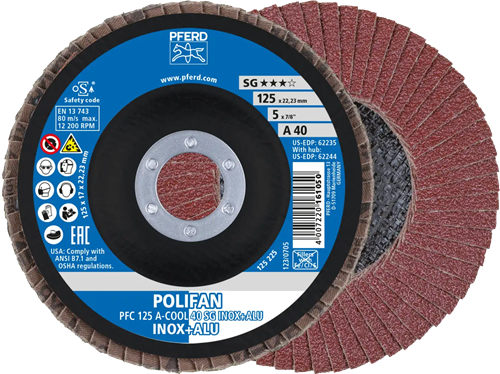 Pferd Fächerscheibe 125mm A60 Edelstahl Alu | 10 Stück