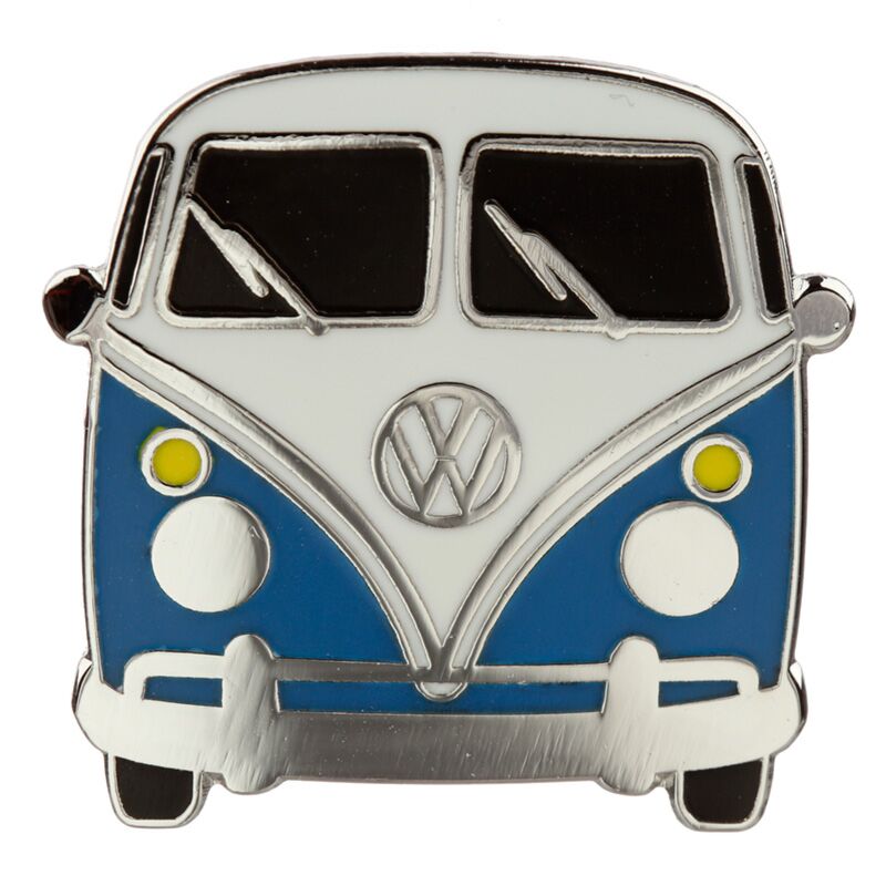 Blaues Emaille-Knopfabzeichen für Volkswagen Van VW T1