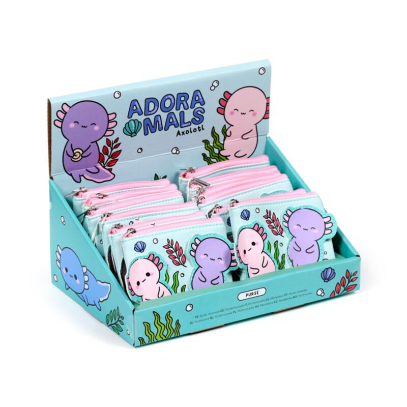 Maddie, der Axolotl, liebt ihre Brieftasche