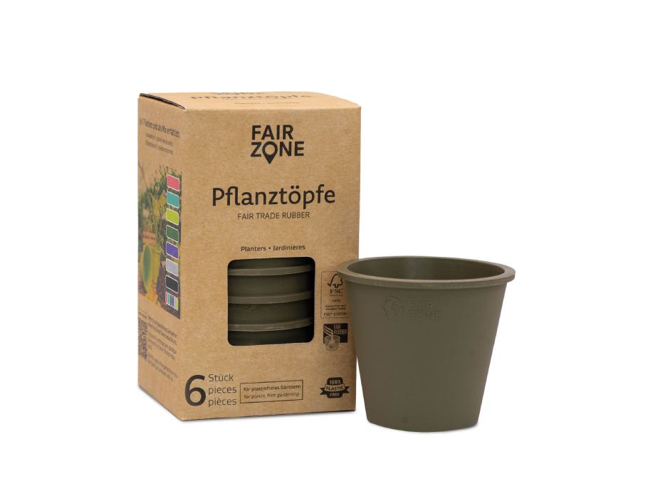Fairzone Blumentöpfe - Gummi - Oliv - 6 Stück