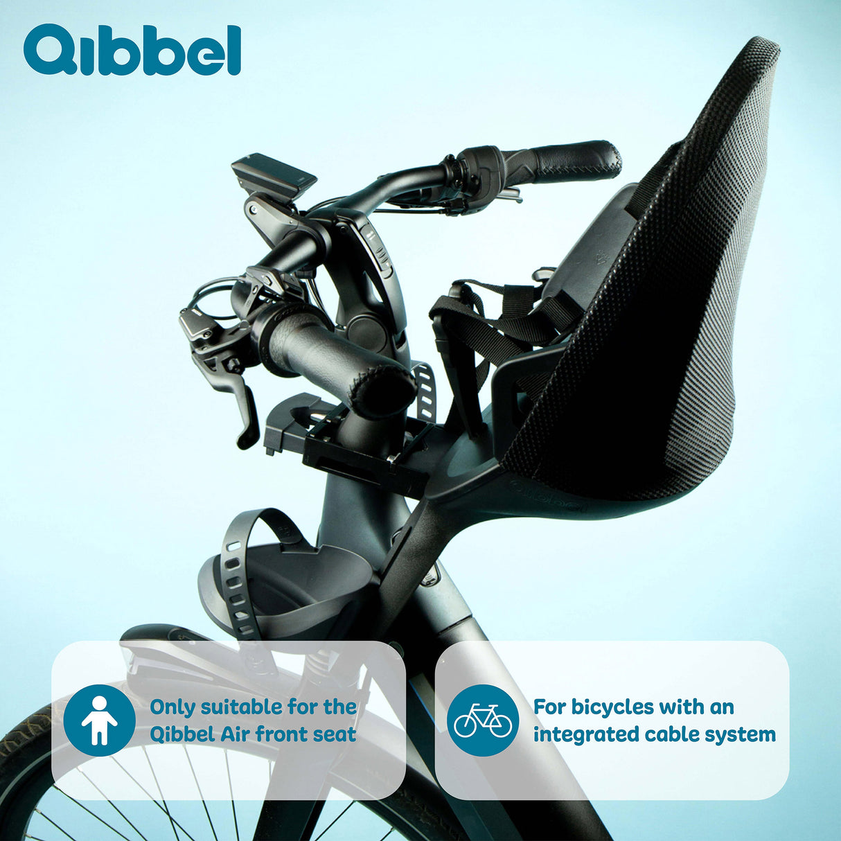 Qibbel voorzitje air incl. adapter 1? ge�nt. kabels zwart
