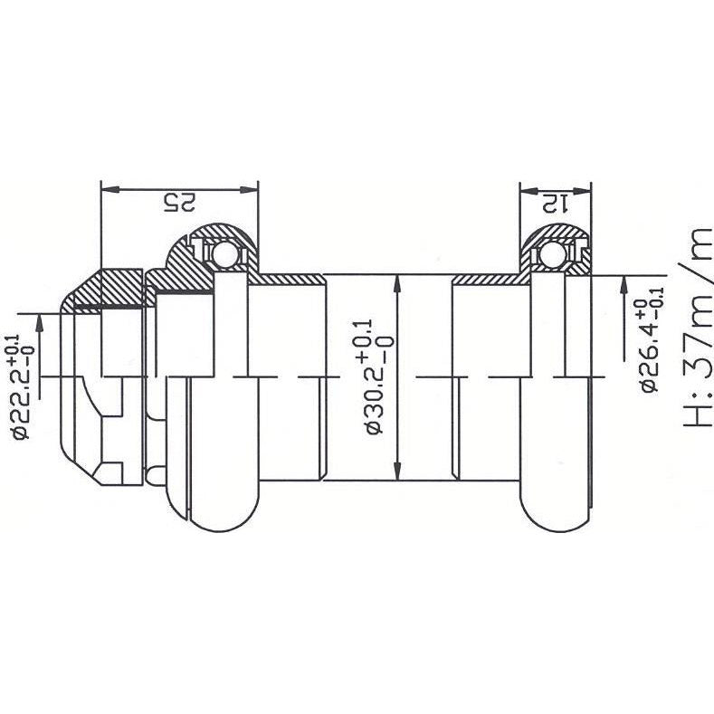 Tecora E Ball Head Set 1 pouce Cartr de fil ALU 26,4 CONE