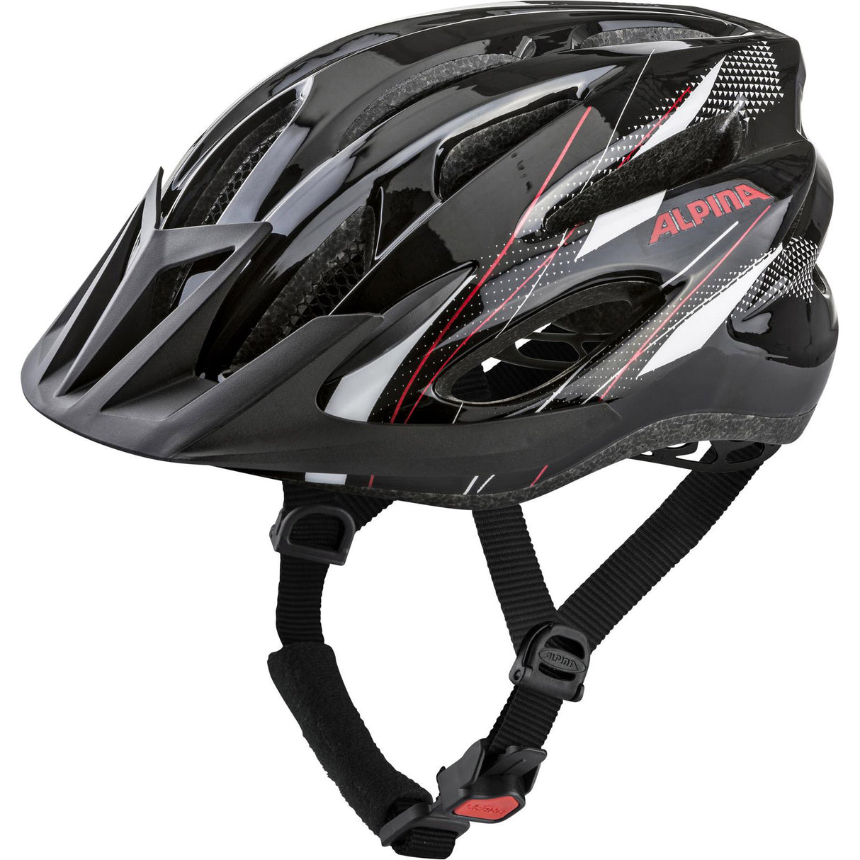 Olympiasportswear Sport MTB Helm MTB17 54-58 Gloss Black White Rot