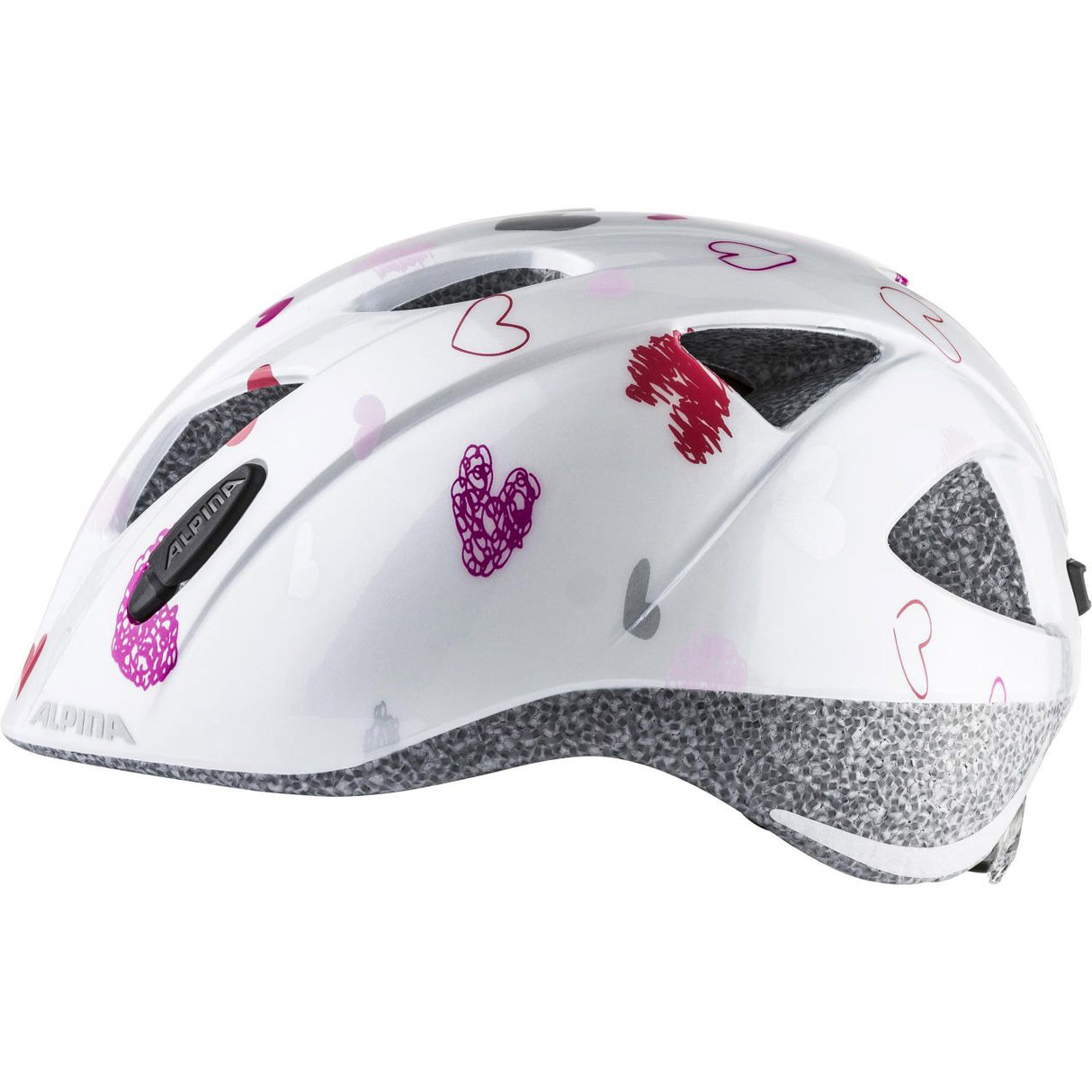 Olympische Sportbekleidung Alpina Sportlerhelm Ximo White Hearts 45-49 Glanz
