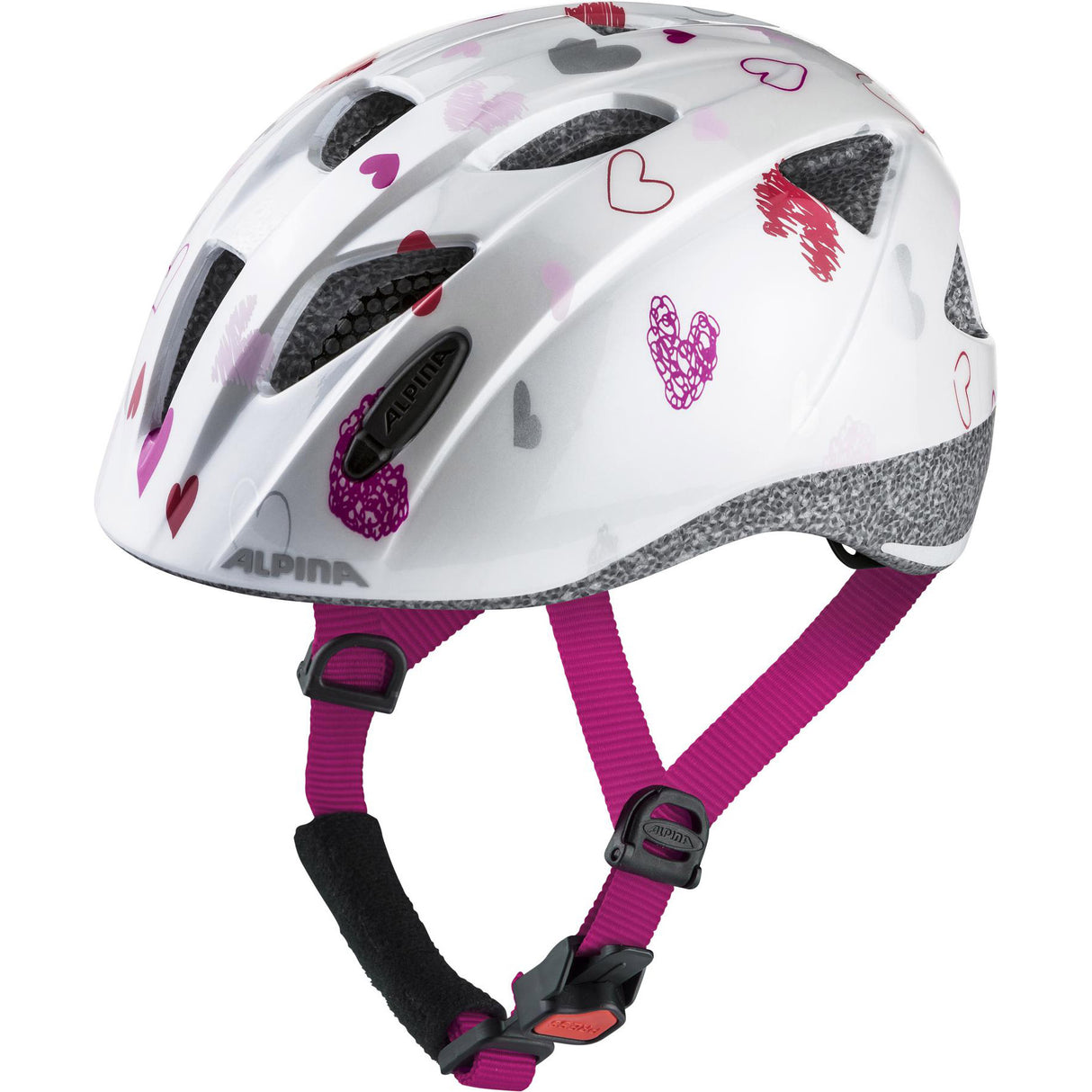 Alpina Sports Kinderhelm Ximo White Hearts 47-51 Glanz
