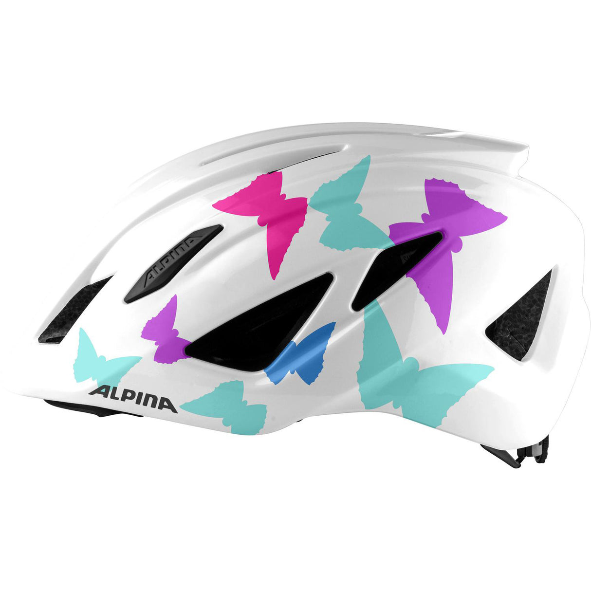 Olympische Sportbekleidung Alpina Sportlerhelm Pico Pearlwhite Schmetterlinge 50-55