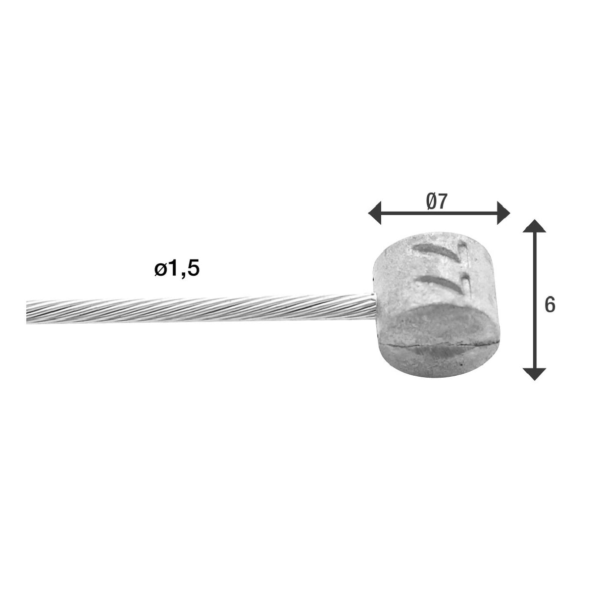 ELVEDES REM BINNENKABEL 2000mm T-Nippel rustfritt stål (10.)