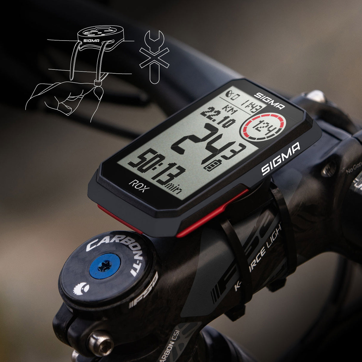 Sigma ROX 4.0 GPS SW SWO Stand einfacher Halter + USB-C-Ladekabel