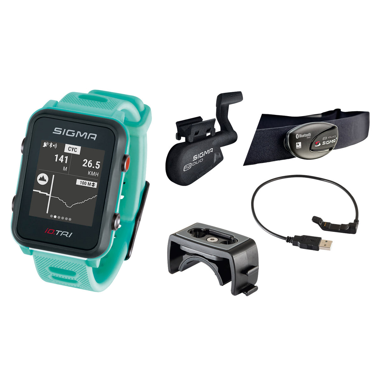 Sigma Id.tri neon mint basic zs hartsl gps acti ant+ ble + sensorset