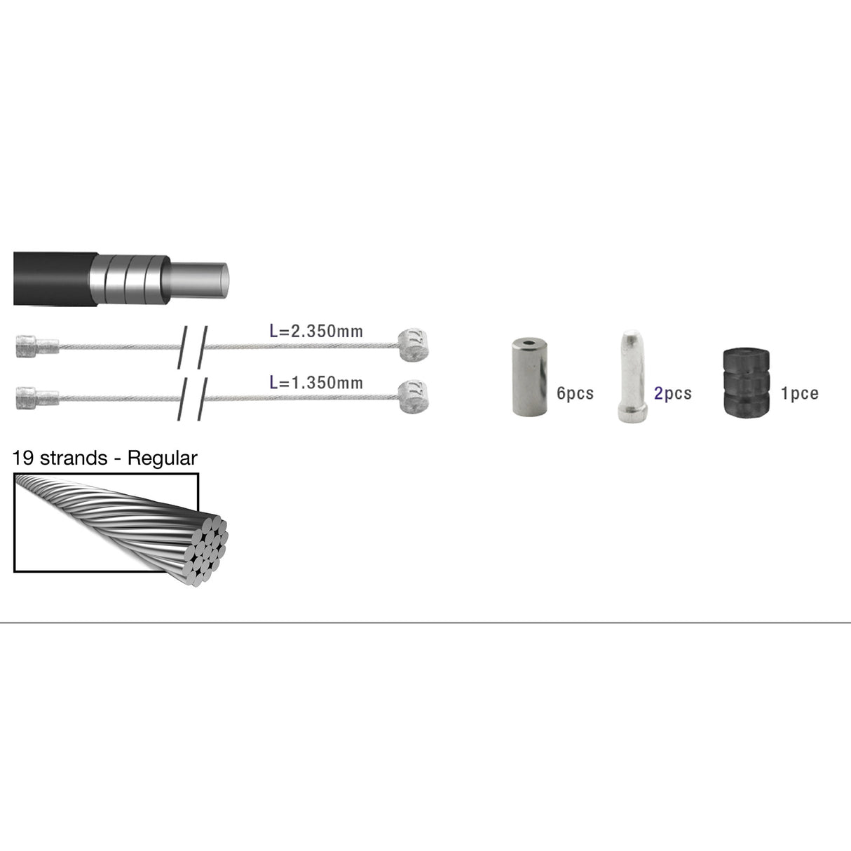 Brake cable set Universal White 2015011